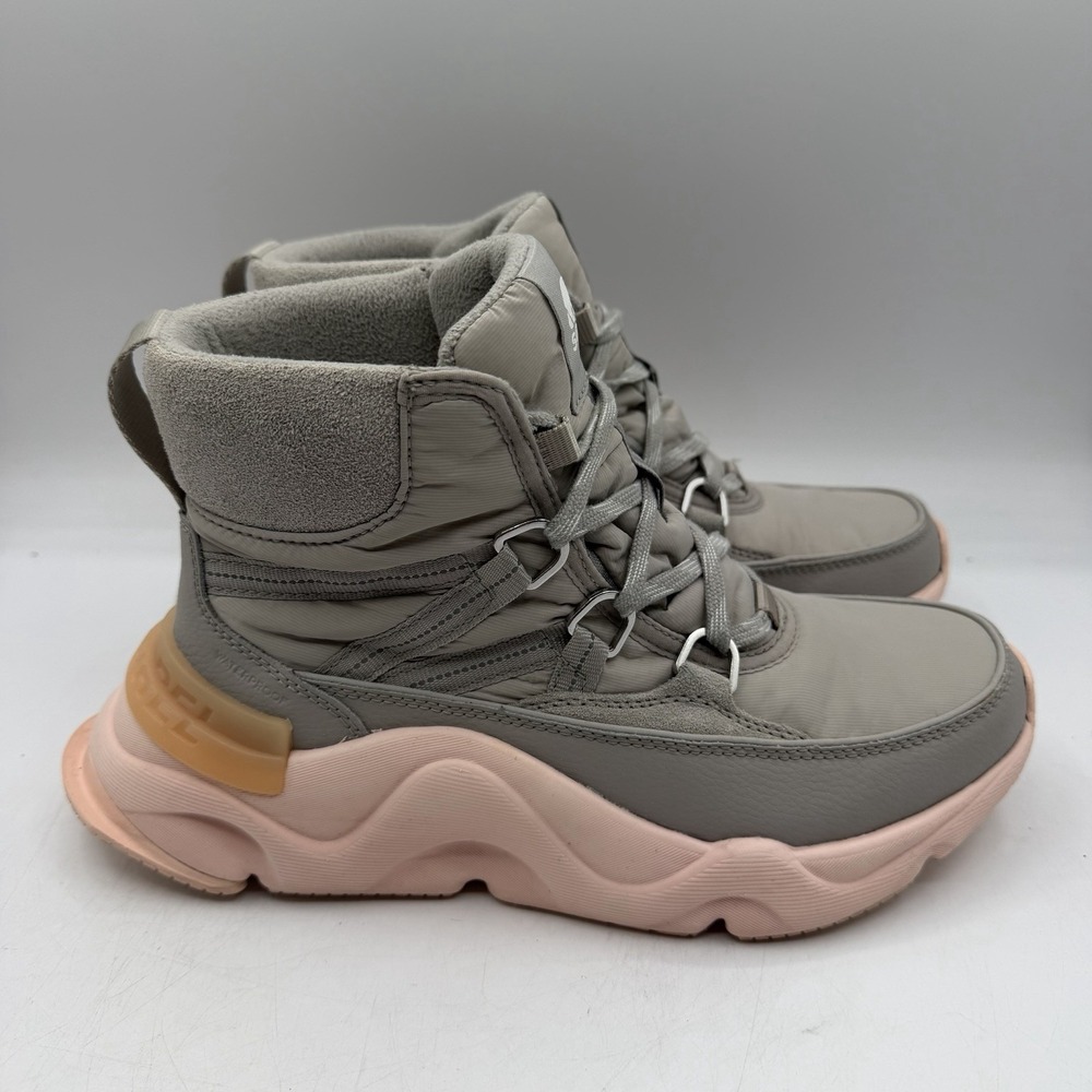Sorel Kinetic RNEGD Caribou Shoes Womens 7.5 Grey/Pink Waterproof Boots Sneakers